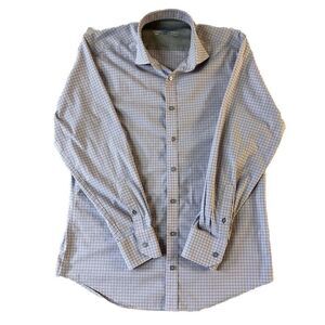 TWILLORY‎ Performance Long Sleeve Shirt Men's Sz 15.5 32-33 Blue Pink Blue Check